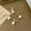 Stud Earrings Asymmetry Creative Hollow Butterfly Pearl Fashion Golden Unusual Silver Needle Baroque Ear Clip Jewelry