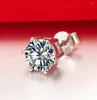 Stud Earrings Pure Platinum Earring Lady 1CT/Piece Diamond For Women Six Prongs Ear Jewelry D Color VVS1 With Box