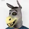 Masques de fête Shrek Masque d'âne Halloween Nouveauté Deluxe Costume Party Cosplay Latex Masque de tête d'animal Adulte T230905