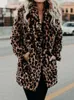 Женское осеннее леопардовое пальто из искусственного меха, женское длинное зимнее женское теплое женское пальто, женская плюшевая верхняя одежда в стиле Тедди 230904