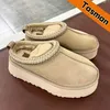 Nieuwe Australië Tasman Laarzen Tazz Suede Shearling Platform Slippers Schoenen Winter Schapenvacht Sneeuwlaars Designer Bont Slides Klassieke Ultra Mini Dames Enkellaarsjes