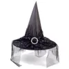 Cappello di Halloween, oggetti di scena per decorazioni da strega, cosplay per adulti e bambini, rete da strega, copricapo, taff in poliestere