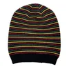 Unisex enkel akryl mångfärgad randig stickad hatt vinter unisex virkning mjuk stretch stickad skalle cap beanie hcs343