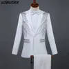 Mężczyźni formalne garnitury kryształy szczupłe blezery spodnie wokal piosenkarka koncertowa Chorus Performance Costume Wedding Master Prom Compere Stag225h