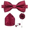 Cravatte Bolo Papillon da sposa per uomo Classico rosso Papillon pre-annodato Gemelli Corpetto Set per feste Nodo a farfalla in seta Regalo Accessori uomo 230904