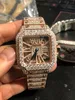 الساعات الراقية Setddiamond Diamonds Watch Sier Moissanite New Skeleton Pass Sapphire Quartz مع Top Movement Test Comple