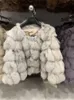 Womens Fur Faux 100% Natural Jacket Real Coat Winter Women Luxury Fashion 55cm Short Streetwear 230904