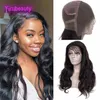 Indian Virgin Hair Full Lace Wig 150% densitet kroppsvåg hel 12-30-tums hårprodukter del Natural Color255o