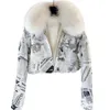 Womens Fur Faux High Quality Lnterlinings Rabbit Coat Women Winter Korean Mongolia Sheep Collar Jacket Print Letter Female Parkas 230904