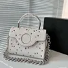 Tasarımcı Çanta Kadınlar İçin Lüks Crossbody Çanta Kadınlar Elmas Ayar Çantalar Moda Deri Perçin Omuz Çantaları Leydi Zinciri Siyah El Çantaları Parti Çanta