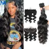 Parrucche sintetiche Bundel rambut manusia gelombang tubuh 32 38 40 inci dengan 13x4 Remy Brasil Frontal renda transparan untuk WANITA HITAM 3 4 bundle 230905