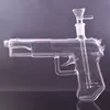 1pcs forme de pistolet réaliste brûleur à mazout en verre Bong conduites d'eau narguilés 7,5 pouces 14mm femelle Dab Rig cendrier Bong avec tuyaux de brûleur à mazout en verre mâle et bol à tabac