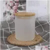 Sublimação em branco atacado frascos de vela de vidro fosco com tampas de bambu para fazer velas 7oz latas vazias drop delivery office schoo dhrju