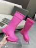 Designer Boots Paris Boot Women Rain Boots knee high booties long Arch EVA Rubber platform Rain boots brown green bright pink black luxury shoes sneakers