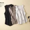 Farben Baumwolle und Leinen Weste ärmelloses Top Sommer V-Ausschnitt lässig dünne Jacke für Frauen