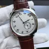 Orologio da uomo meccanico automatico a carica automatica di alta moda quadrante argento quadrante speciale piccoli secondi design classico con cinturino in pelle 258G