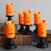 Decoração de festa Halloween vela luz LED candelabro lâmpada ornamentos adereços feliz dia das bruxas festa adereços abóbora vela luz decoração colorida x0905