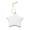 groothandel sublimatie blanco ornament wit keramiek 3 inch rond hart sterboom porseleinen hanger met gouden koord voor kersttag ZZ