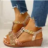 Kobiety Wedge Sandals Summer New Bohemia Casual High Obcasy Sandały Modna Kobieta Peep Tórz naszek na świeżym powietrzu buty plażowe 230807