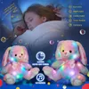 Plush dockor Glowguard Mainan Lembut Katun Bercahaya Bantal Lucu Lempar Kelinci Lampu ledde Musik Pelangi Boneka Hewan Hadiah untuk Anak Perempuan 230905