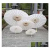 Paraplyas Classic Bridal Wedding Parasols White Paper Paraply Chinese Mini Craft 4 Diameter 20 30 40 60cm för grossistdrop Delive DHE70