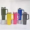 40oz stainless steel car cup vacuum double layer large capacity insulation cup outdoor portable cup with straw handle water bottle