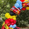 Andere Event-Party-Zubehör, 130-teiliges Feuerwehrauto-Ballon-Girlanden-Bogen-Set, rot-orangefarbene Latex-Ballons, Jungen-Geburtstagsdekorationen, Feuerwehrmann-Dekoration 230905