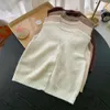 Preppy Style V Neck Sticked Vest för kvinnors ytterkläderfjäder och höstkoreansk kort topp