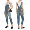 Halterjeans voor dames Zomermode Losse halterjeans Casual manchetloze tas Overall met wijde pijpen