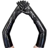 Mittens vuxna sexiga långa svarta latexhandskar Metalliska våta look faux läderhandskar Clubwear Dance Catsuit Cosplay Accessory Mantens 230905