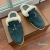 2023-Newst Mens Women Dress Shoes Designer Open Walk Short Cashmere Loafers 35-46