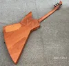 E-Gitarre, Decke mit spezieller Maserung, braune Farbe, Satin-Finish, Feuerflamme, weiße Perleneinlage, schwarze Teile, TOM-Steg und Stop-Tail