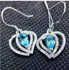 Boucles d'oreilles en topaze bleue naturelle, bijoux fins en argent Sterling 925 véritable