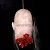 Party Decoration Halloween Supplies Haunted House Bar Venue Decoration Props Horror Ghost Toy Skeleton Scary Hanging Latex Ghost Head X0905