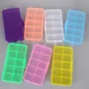 SAUVOO-caja de almacenamiento de plástico transparente rectangular ajustable, 10 y 15 rejillas, para herramientas de joyería pequeñas, cajas organizadoras de componentes, 240l