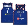 Imprimir Srbija Basquete Sérvia 7 Bogdan Bogdanovic Jerseys 2023 Copa do Mundo 15 Nikola 33 NIKOLA MILUTINOV 5 NIKOLA JOVIC 24 STEFAN JOVIC 9 VANJA MARINKOVIC Marinha Branco