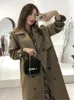 Kvinnor Trenchrockar Spring Autumn Women Casual Solid Color Coat Korean Office Warm Elegant Belted Vintage Overrocks Windbreaker Top Plus Size Jacket 230904