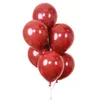 100 st rubin röd ballong ny glansig metall pärla latex ballonger krom metall färger luft ballonger bröllop fest dekoration271z