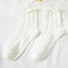 Women Socks Kawaii Lolita Girls Cotton Classic Soft White Black Thin Sock Calcetines Hombre 2023