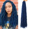 Bulk di capelli umani Sintetici morbidi finti trecce mix di dreadlocks ricci lunghi blu estensioni dei capelli da 18 pollici ciocche pre-loop capelli trecce all'uncinetto 230904