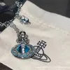 Collana di design vivi Top di lusso Notte d'estate Sera Vento Versione dell'Universo blu dell'Imperatrice Dowager Saturno Collana piena di diamanti Accessori Gioielli San Valentino