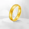 Cluster Rings Real Pure 999 24k Yellow Gold Band Men Kvinnor Lucky Carved Hexagonal Lattice Ring 2.8G