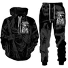 Erkek Trailtsits Punk Skull 3D Baskı Erkek Kadın Takip Seti Moda Sıradan Kapüşonlu Pantolon 2 Parçası Setler Hip Hop Sakul Giyim Adamı