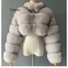レディースファーフェイクラグジュアリーミンクコート女性ウィンタートップファッションピンクフェイクコートエレガントな暖かい暖かいアウターフェイクウーマンジャケット230904