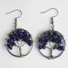 30 mm Chip Stone Tree of Life Charms örhängen Fluorit Lapis Amethyst Rose Quartz Natural Stone Pendant Crystal Earrings SMycken