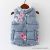 Manteau d'hiver enfants gilet pour filles fleur de prunier sans manches fille doudoune coton gilet floral vêtements de bébé vêtements d'extérieur épais R230905