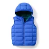 Gilet Automne Hiver Enfants Ultra Léger Gilet Vestes Garçons Filles Enfants Court À Capuchon Canard Vers Le Bas Manteaux De Mode Sans Manches Puffy Gilet 230904