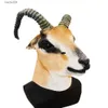 Party Masks Halloween Latex Masks Full Overhead Rubber Goat Antelope Animal Head Masks Farmyard Fancy Dress Up Carnival Party Props T230905