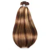 Synthetic Wigs Bundel Rambut Manusia Lurus Disorot dengan 4X4 HD Renda Penutup Pra dipetik P4 27 Warna Peru Remy Ekstensi 220G Set 230905