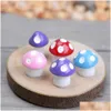 Arti e mestieri all'ingrosso- 10 pezzi Funghi Figurine di terrari Miniature di giardino fatato Party Mini fungo ornamento Resina Goccia Consegnare Dh9Tw